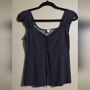 Candie's Black and White Printed V-Neck Sleeveless Tunic/Blouse Teen